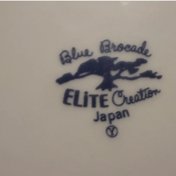 Sauce boat with attached plate-blue brocade-Elite-Japan - Picture 3 of 5